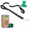 Frisco Traffic Leash with Padded Handles & Poop Bag Dispenser, Black, Length: 4-ft, Width: 1-in + Refill Dog Poop Bags, Scented, 120 count