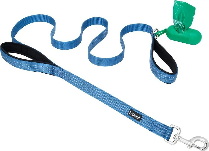 Frisco Traffic Leash with Padded Handles & Poop Bag Dispenser, Blue, Length: 6ft, Width: 1-in + Refill Dog Poop Bags, Scented, 120 count 4 Frisco Traffic Leash with Padded Handles & Poop Bag Dispenser, Blue, Length: 6ft, Width: 1-in + Refill Dog Poop Bags, Scented, 120 count - Image 2
