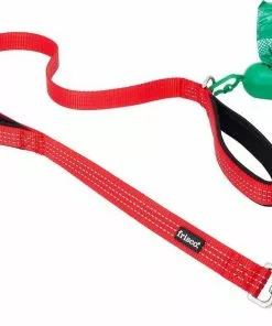 Frisco Traffic Leash with Padded Handles & Poop Bag Dispenser, Red, Length: 4-ft, Width: 1-in + Refill Dog Poop Bags, Scented, 120 count -Pet Food Gear Shop 319522 PT1. SY630 V1630627577
