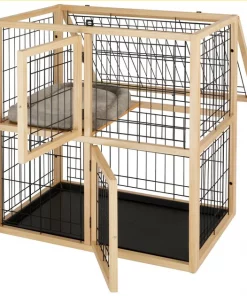 Frisco Collapsible Wood & Wire Cat Cage Playpen, 2 Level -Pet Food Gear Shop 323214 PT3. SY630 V1645493866