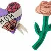 Frisco Mother's Day Rose & Heart Plush Squeaky Dog Toy, 2 count